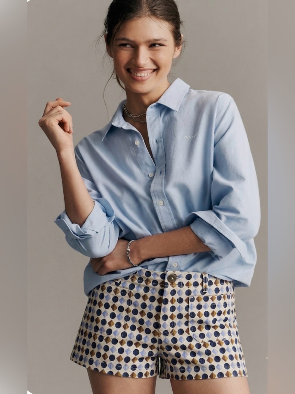 Maeve by Anthropologie The Colette Linen-Blend High-Rise Shorts Geometric Print